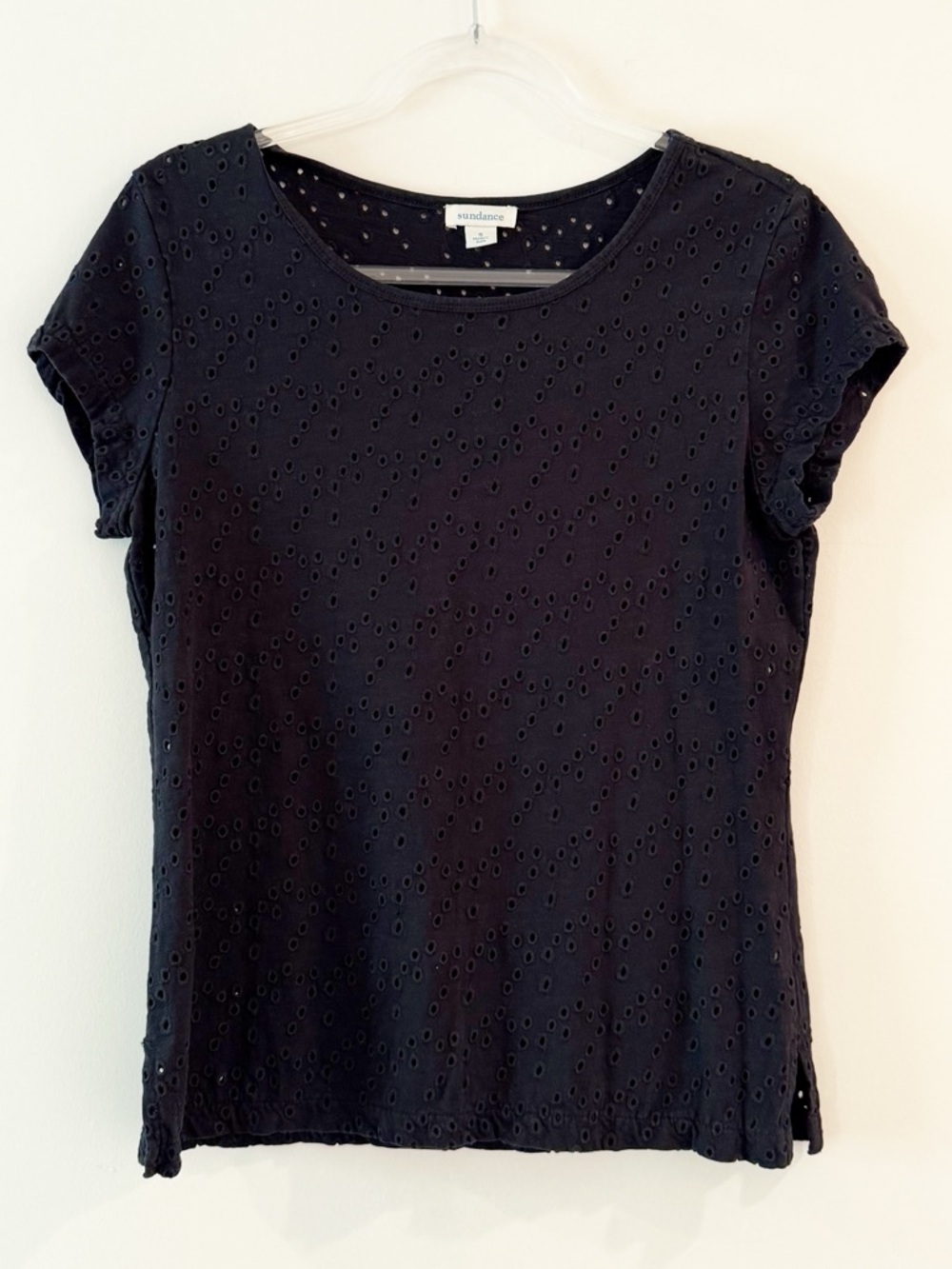Sundance Black Eyelet Short Sleeve Tee